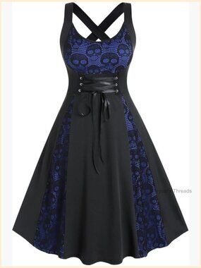 Plus Size Gothic Wrap V-Neck Vintage Maxi Dress